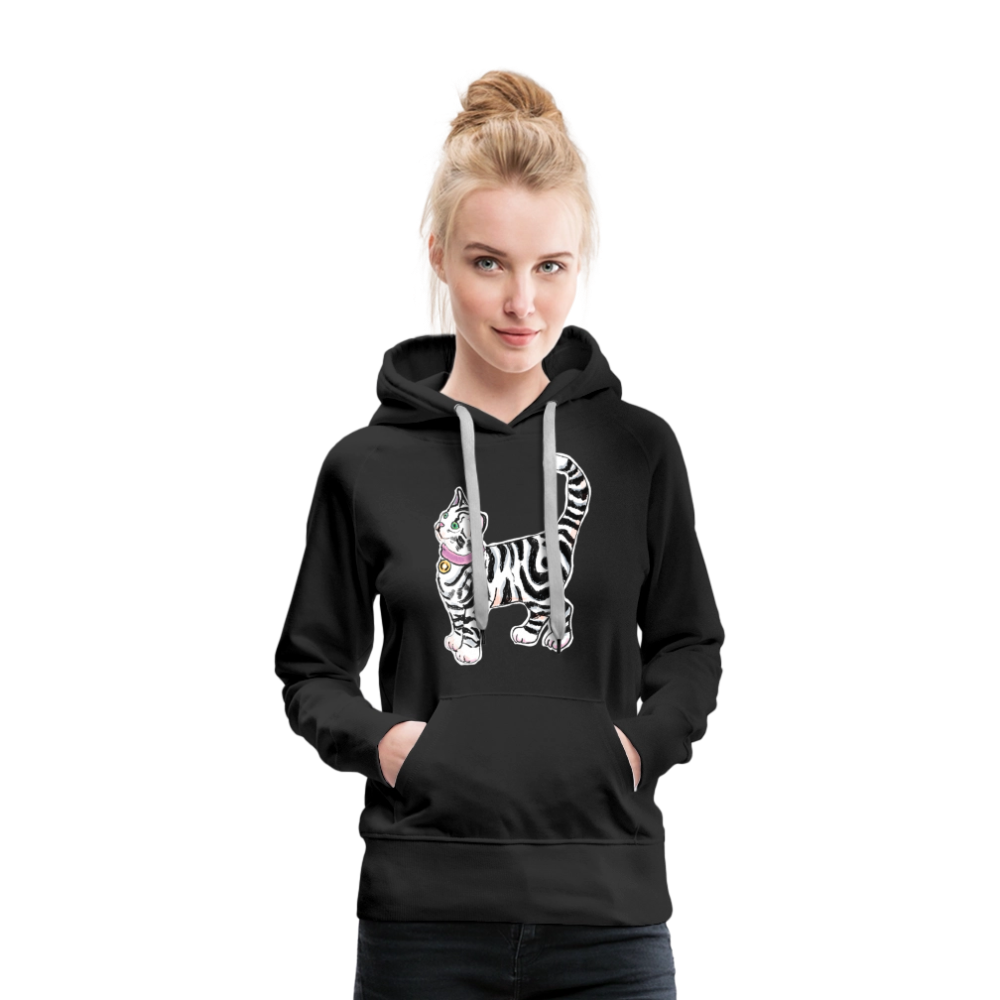 Frauen Premium Hoodie - “Getigerte Katze” - Schwarz