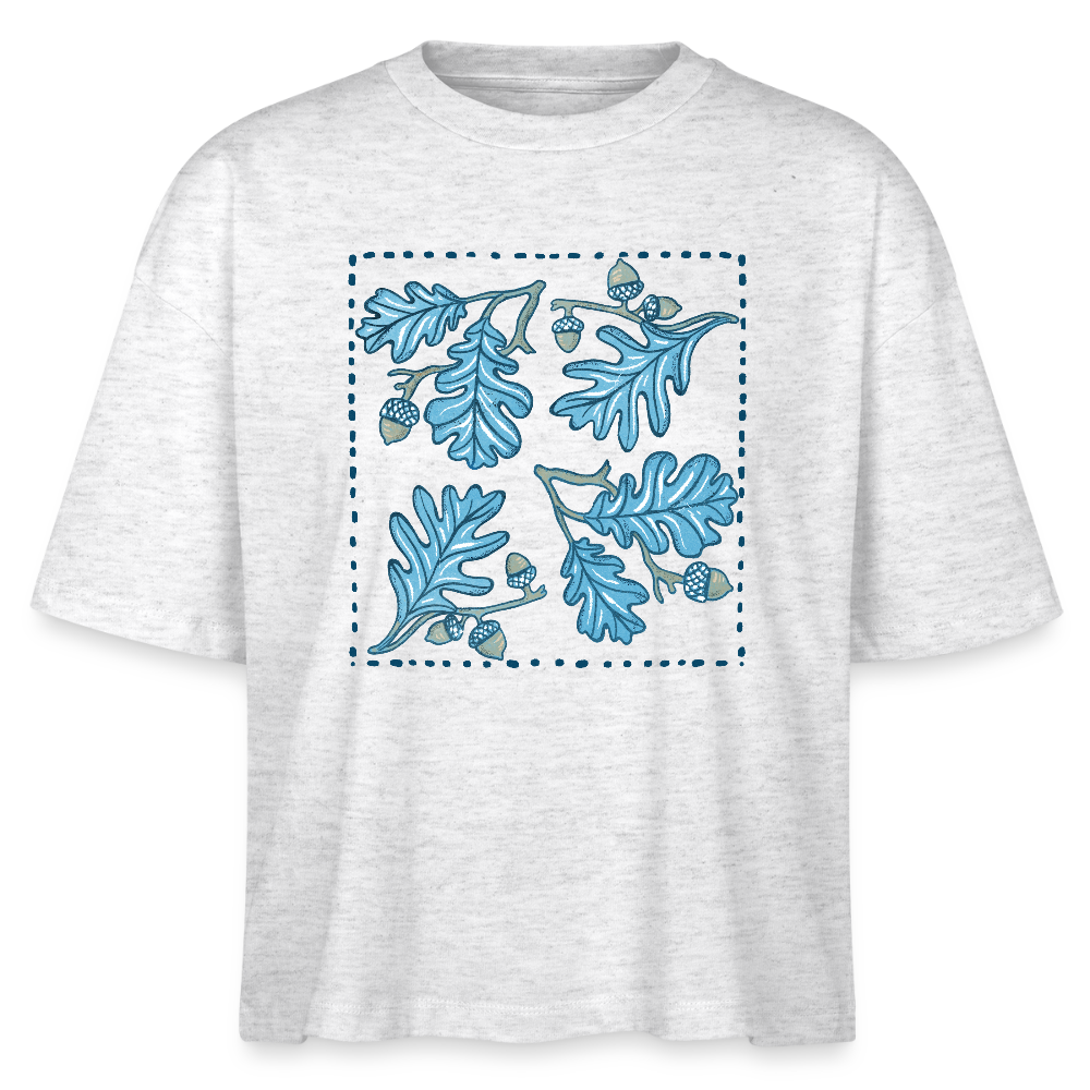 Women’s Boxy Organic T-Shirt - “Eichenblatt” - Weiß meliert