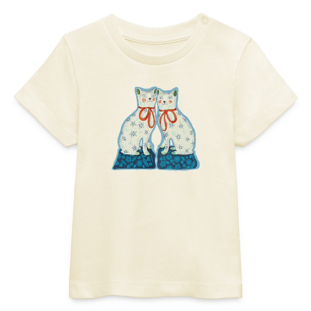Stanley/Stella Baby Bio-T-Shirt - “Zwei Porzellankatzen” - Weißgrau