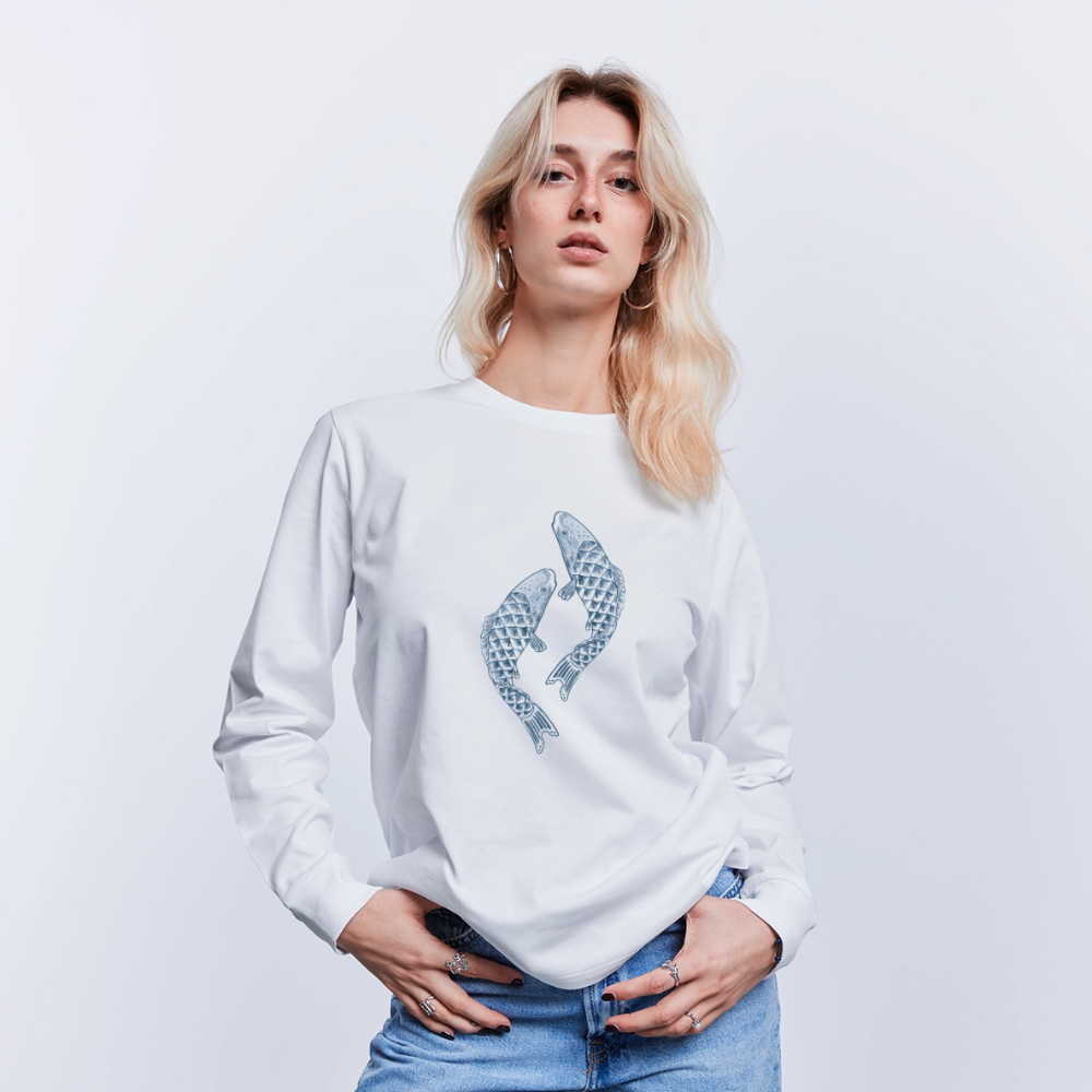 Stanley/Stella Unisex Bio-Langarmshirt - “Blaue Kois” - Weiß