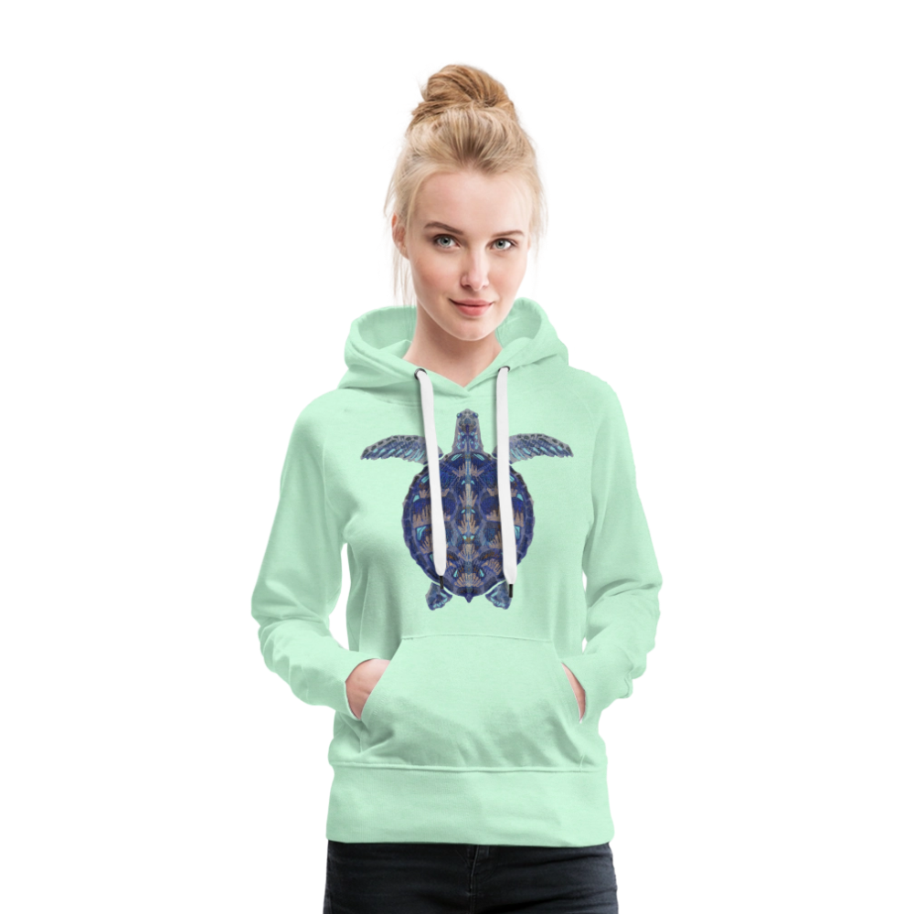 Frauen Premium Hoodie - "Meeresschildkröte" - helles Mintgrün