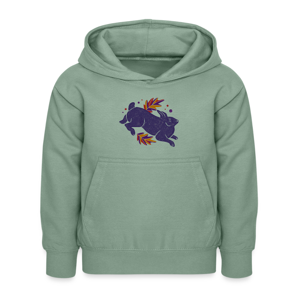 Kinder Hoodie "Hase im Laub" - Graugrün