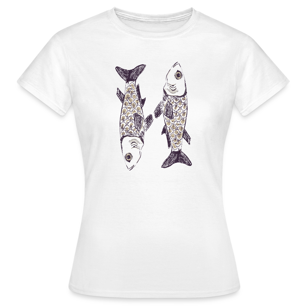 Frauen T-Shirt - “Zwei Sardinen” - Weiß