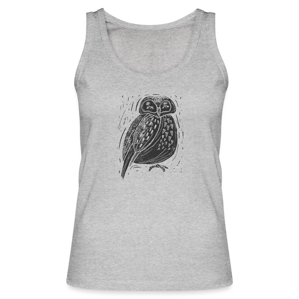 Frauen Bio Tank Top - "Graue Eule" - Grau meliert