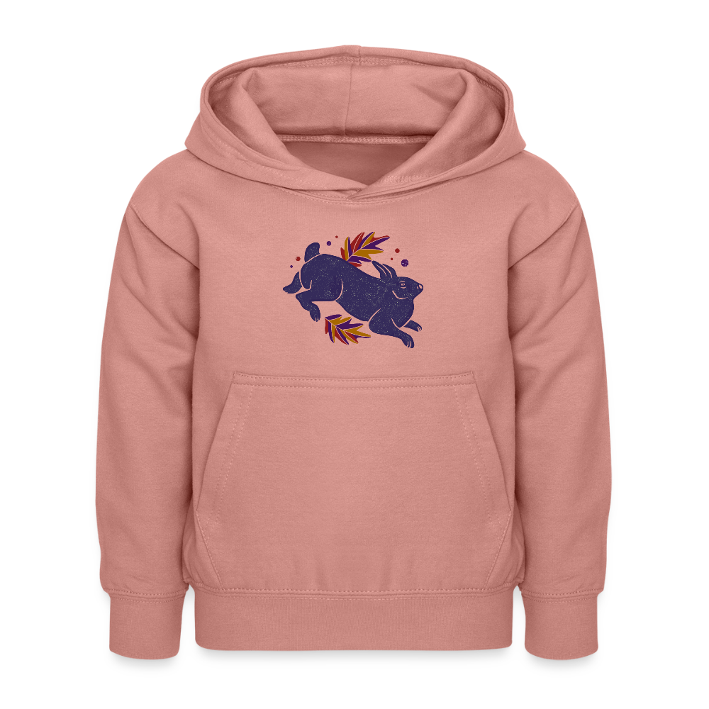 Kinder Hoodie "Hase im Laub" - Altrosa