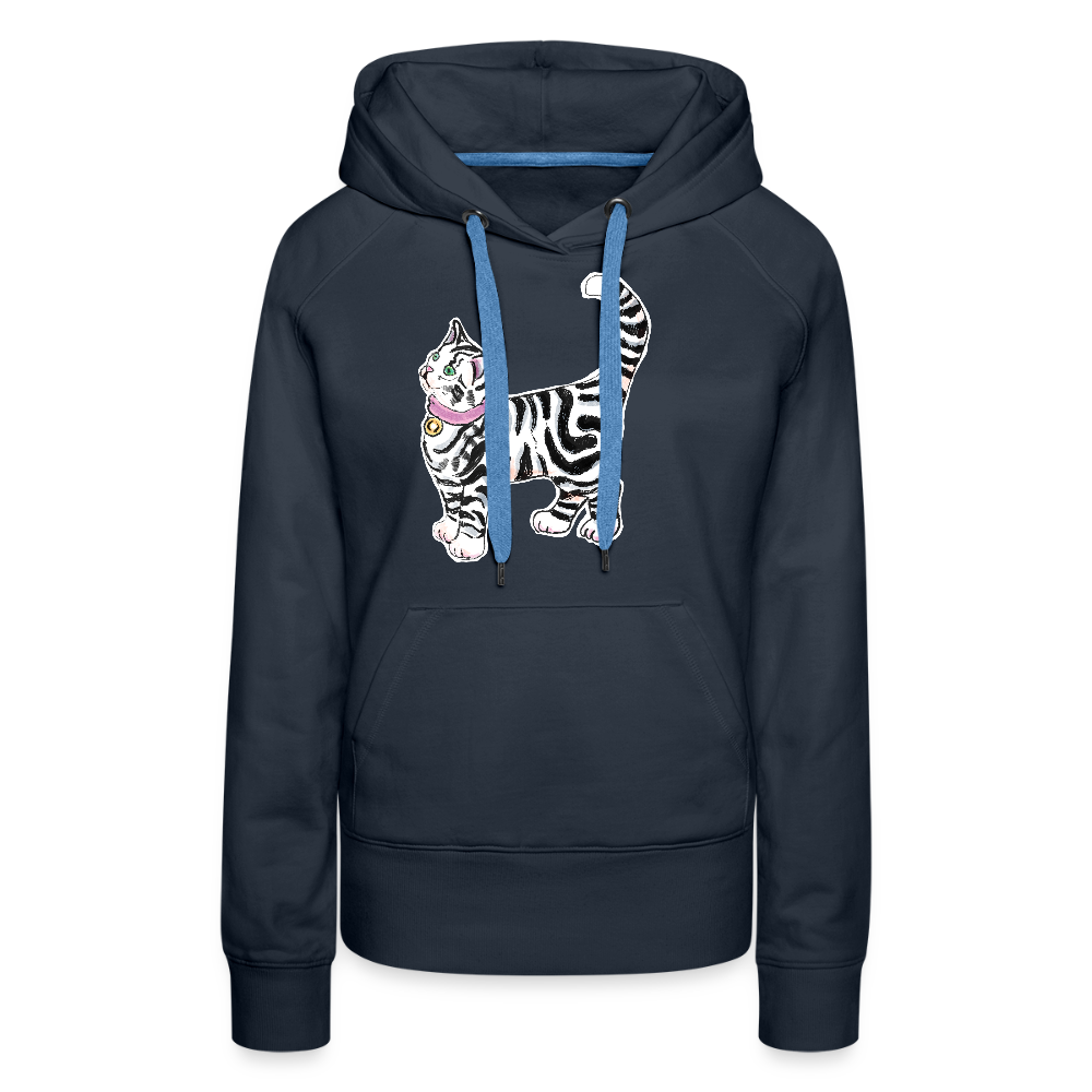 Frauen Premium Hoodie - “Getigerte Katze” - Navy