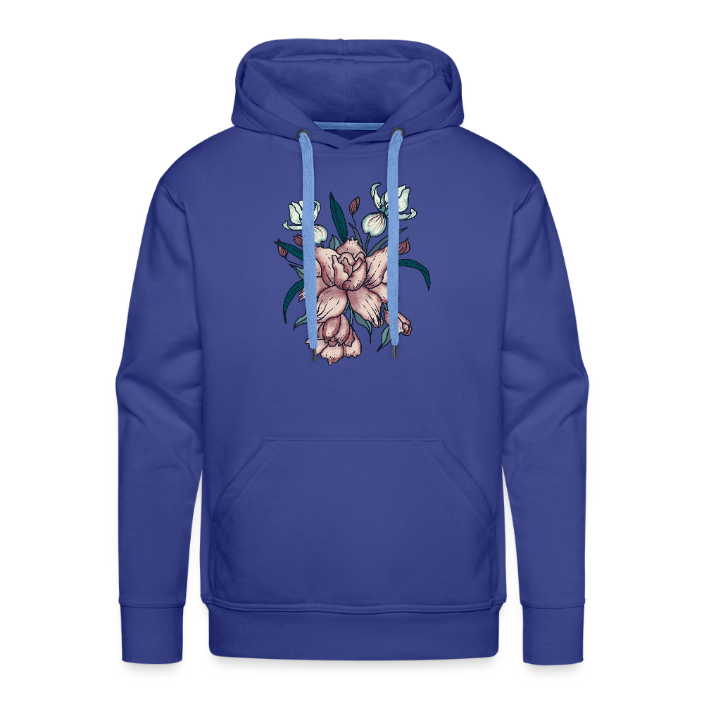 Men’s Premium Hoodie - "Vintage-Orchideen" - Königsblau