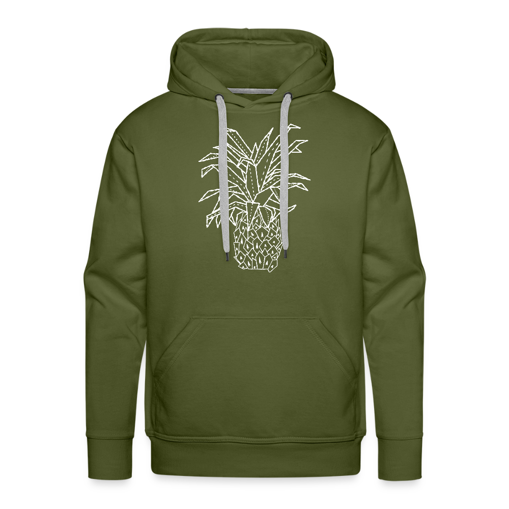 Men’s Premium Hoodie "Grafische Ananas" - Olivgrün