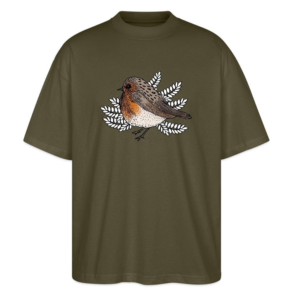 Stanley/Stella Oversized Unisex Bio T-Shirt - "Rotkehlchen" - Khaki