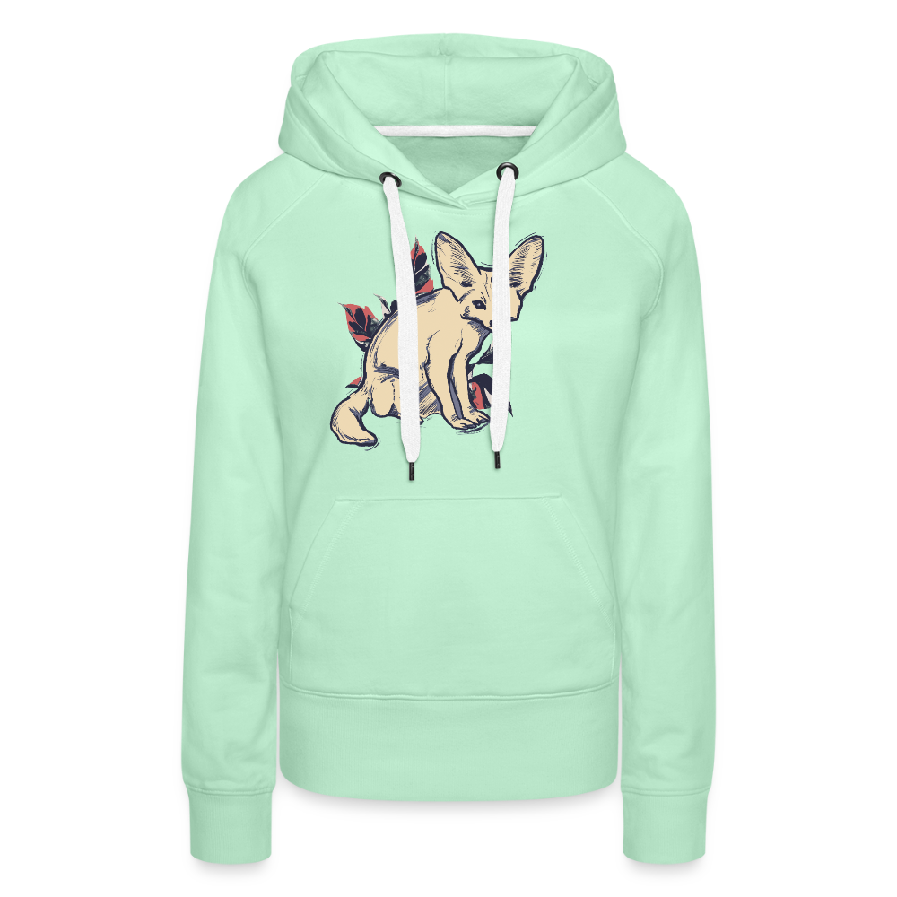 Frauen Premium Hoodie - "Vintage Wüstenfuchs" - helles Mintgrün