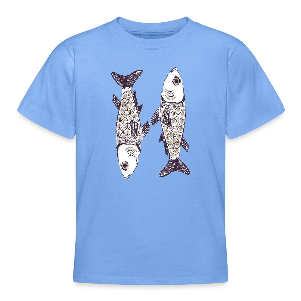 Teenager T-Shirt - “Zwei Sardinen” - Himmelblau