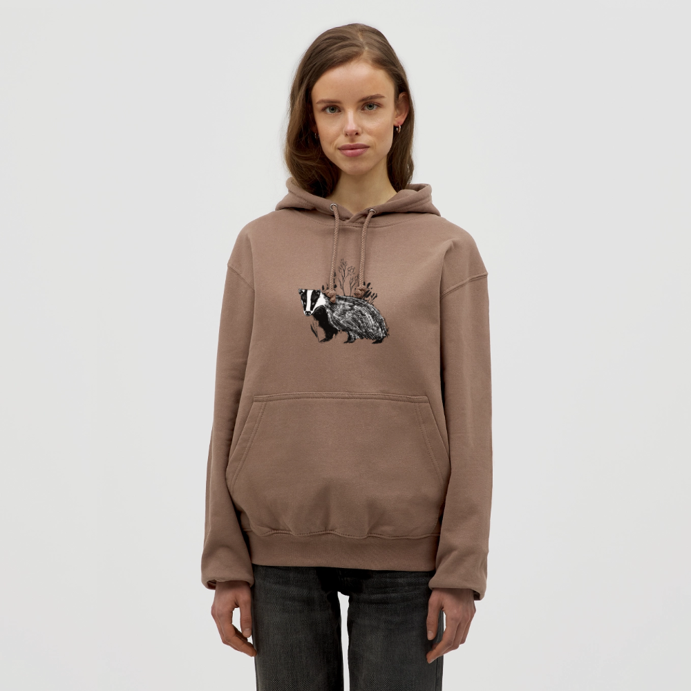 Unisex Hoodie "Dachs im Gras" - Mokka