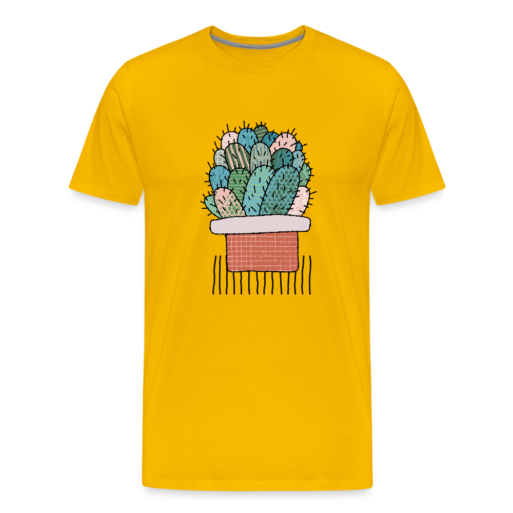Männer Premium T-Shirt - "Kaktus in Terracotta" - Sonnengelb