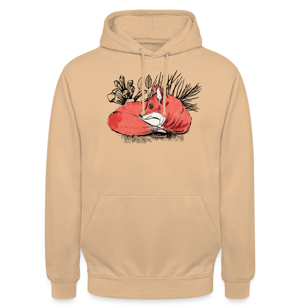 Unisex Hoodie "Ruhender Fuchs" - Pfirsich