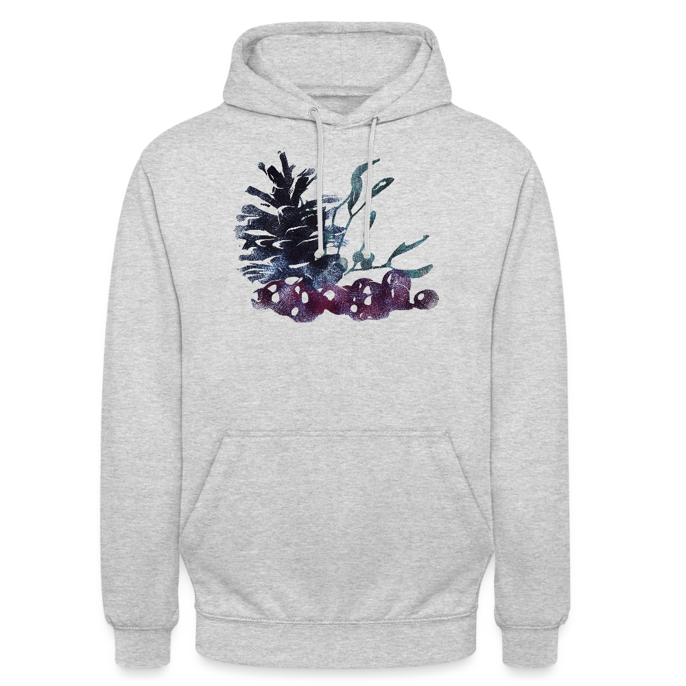 Unisex Hoodie - "Winterpflanzen" - Hellgrau meliert