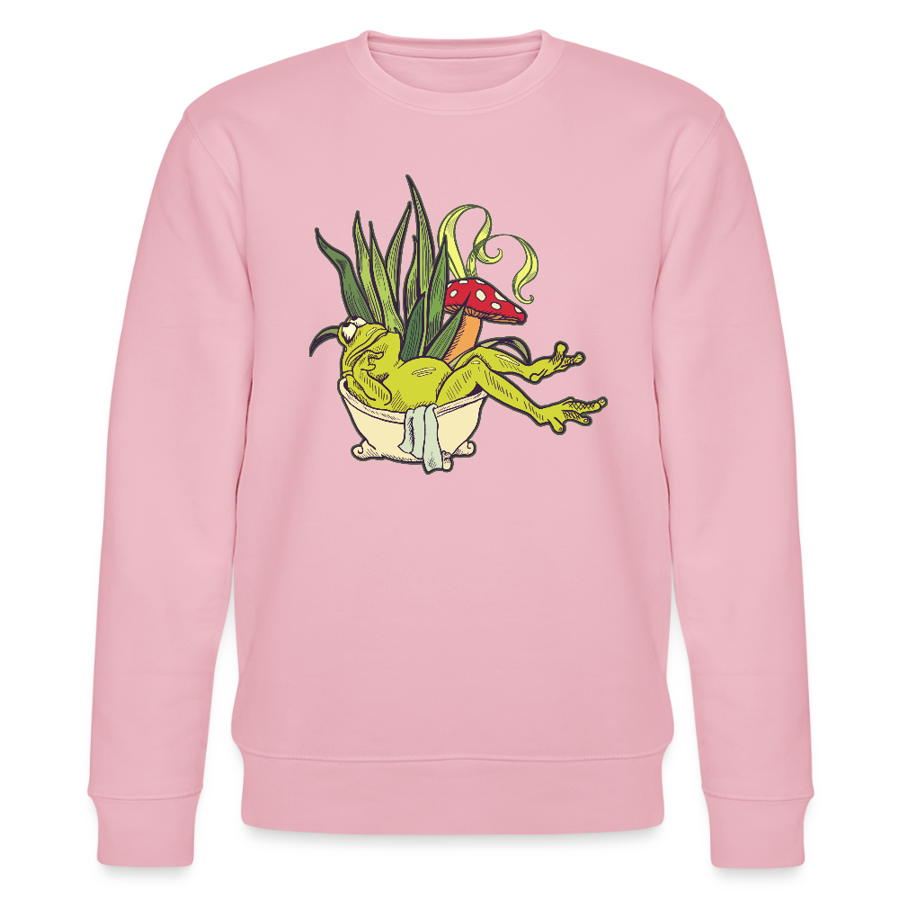 Männer Bio-Sweatshirt - “Cottagecore_Frosch in der Wanne” - Hellrosa