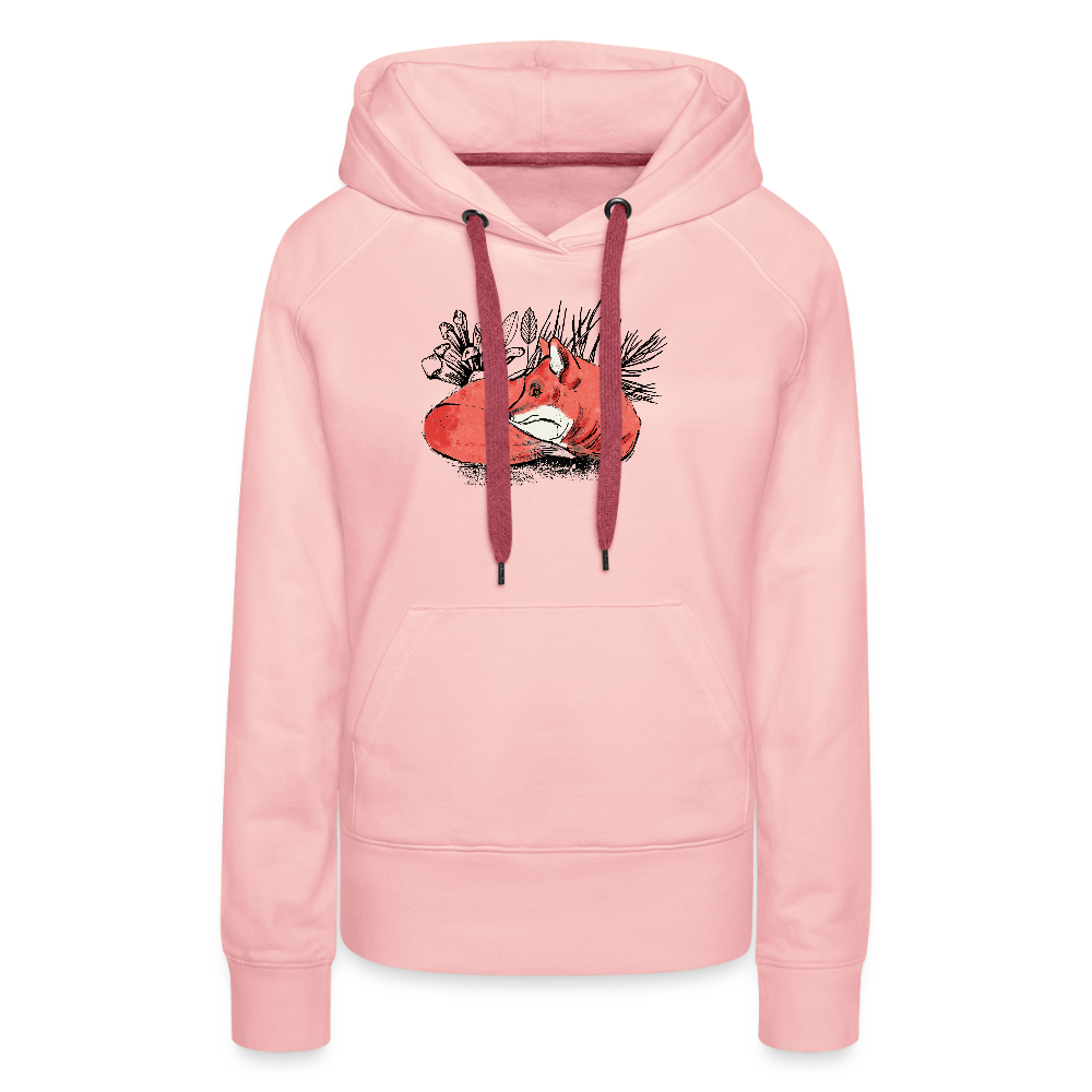 Frauen Premium Hoodie - "Ruhender Fuchs" - Kristallrosa
