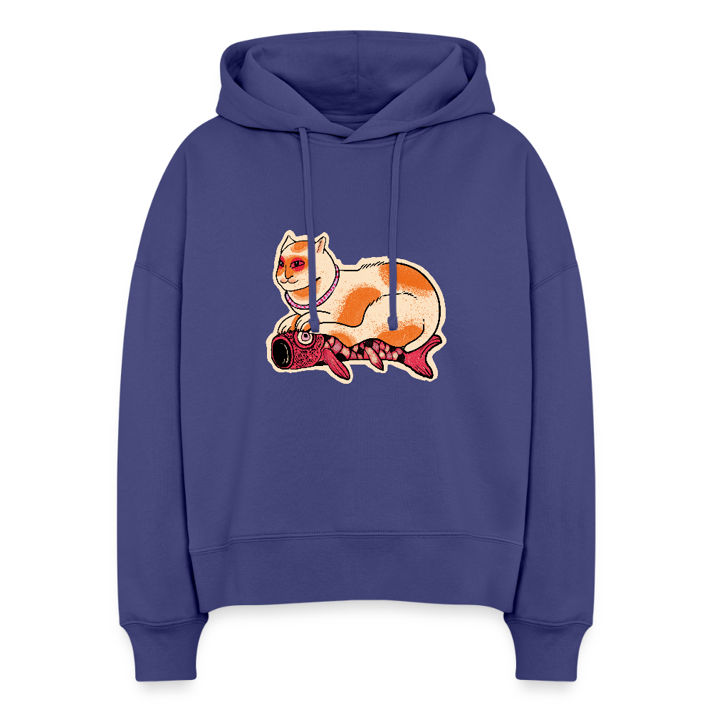 Stanley/Stella Boxy Frauen Bio Hoodie - “Katze & Koinobori” - Königsblau