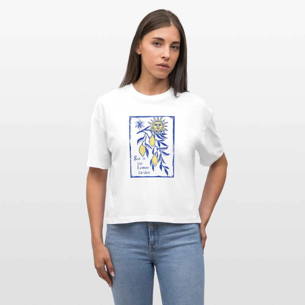 Stanley/Stella Frauen Boxy Bio-T-Shirt - “Lemon Garden” - Weiß