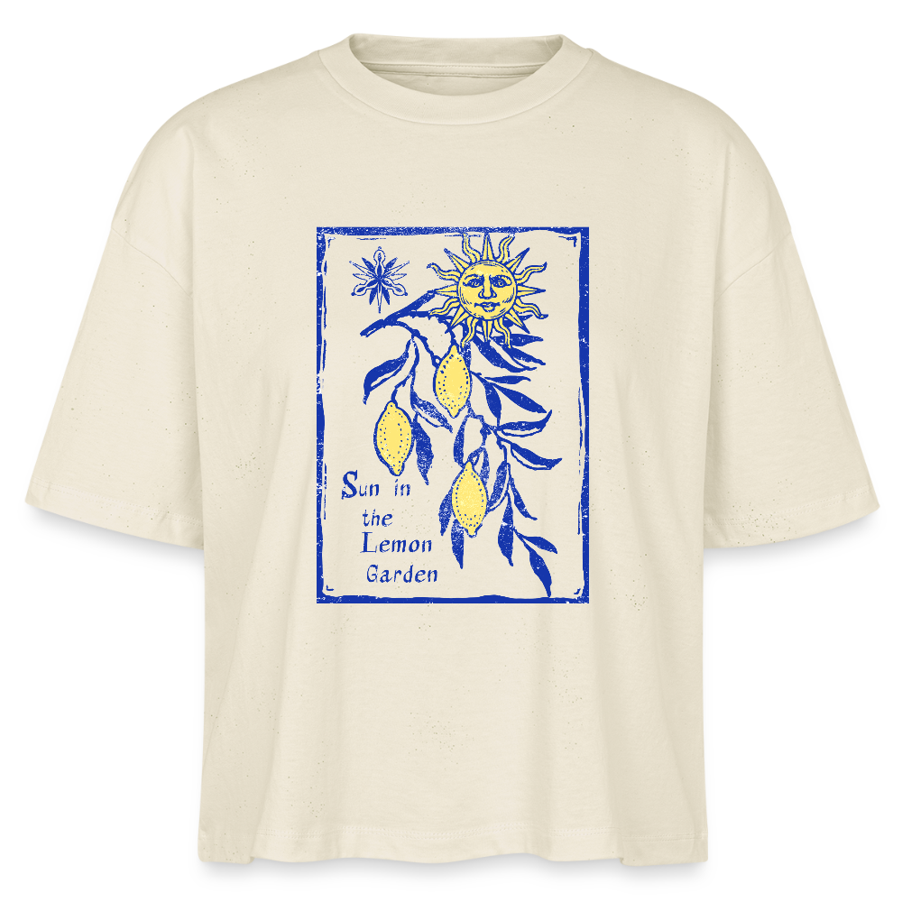 Stanley/Stella Frauen Boxy Bio-T-Shirt - “Lemon Garden” - Weißgrau
