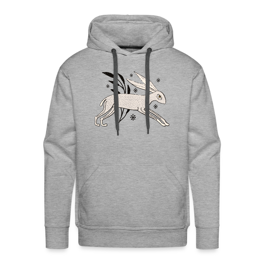 Men’s Premium Hoodie "Winterhase" - Grau meliert