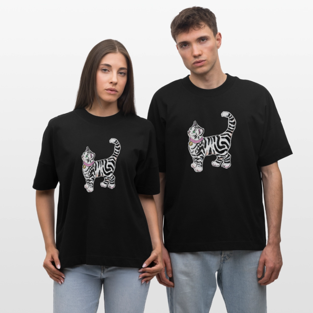 Stanley/Stella Oversized Unisex Bio T-Shirt - “Getigerte Katze” - Schwarz