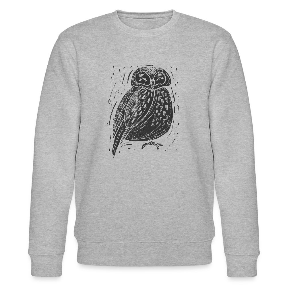 Männer Bio-Sweatshirt - "Graue Eule" - Grau meliert