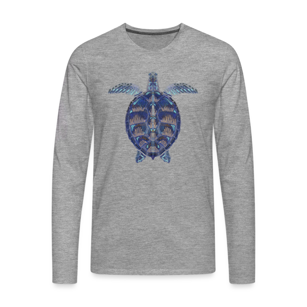 Männer Premium Langarmshirt - "Meeresschildkröte" - Grau meliert