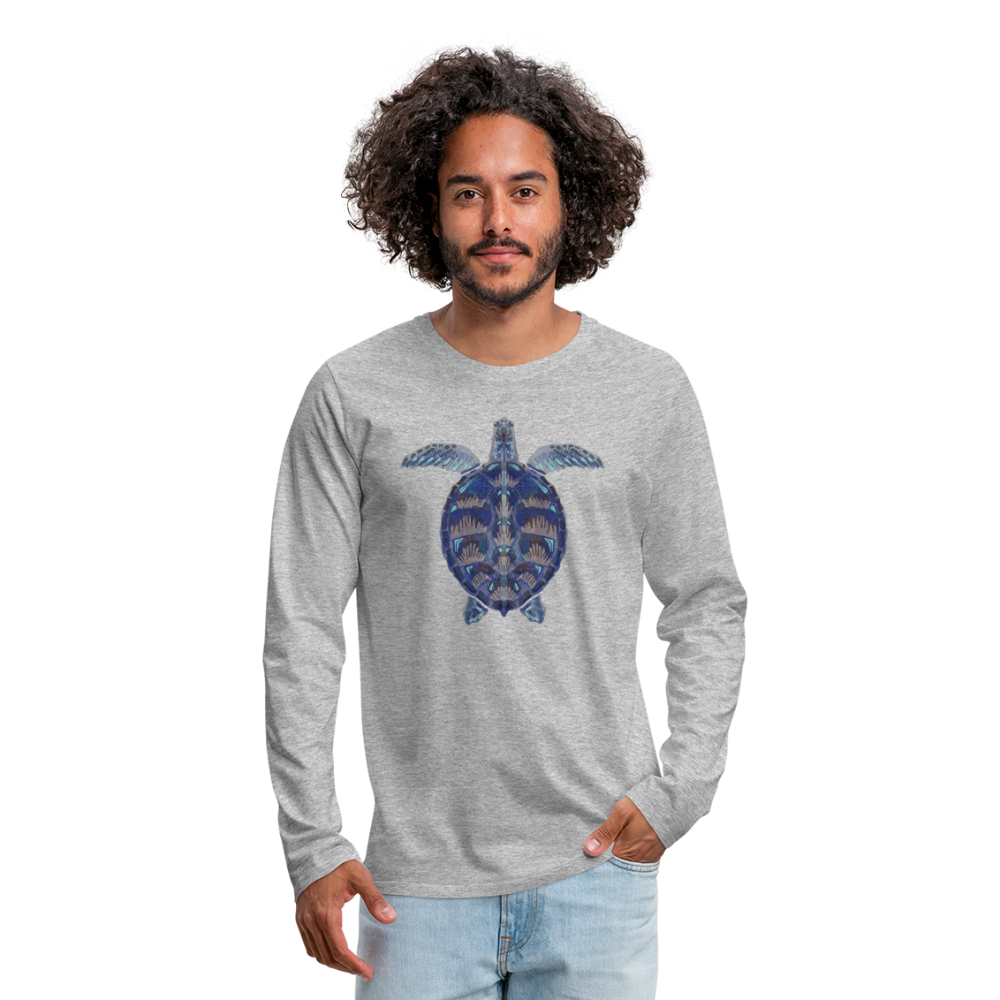 Männer Premium Langarmshirt - "Meeresschildkröte" - Grau meliert