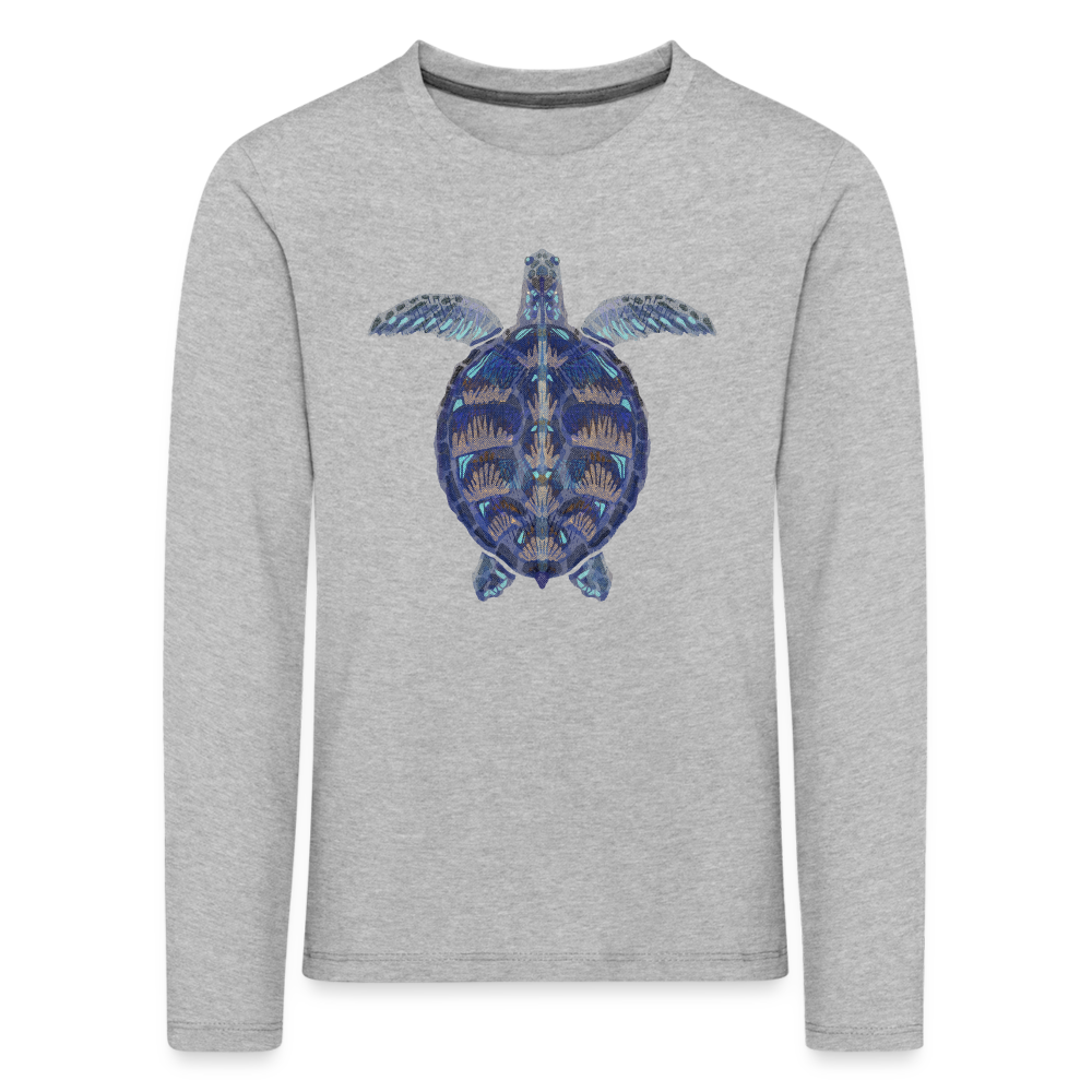 Kinder Premium Langarmshirt - "Meeresschildkröte" - Grau meliert