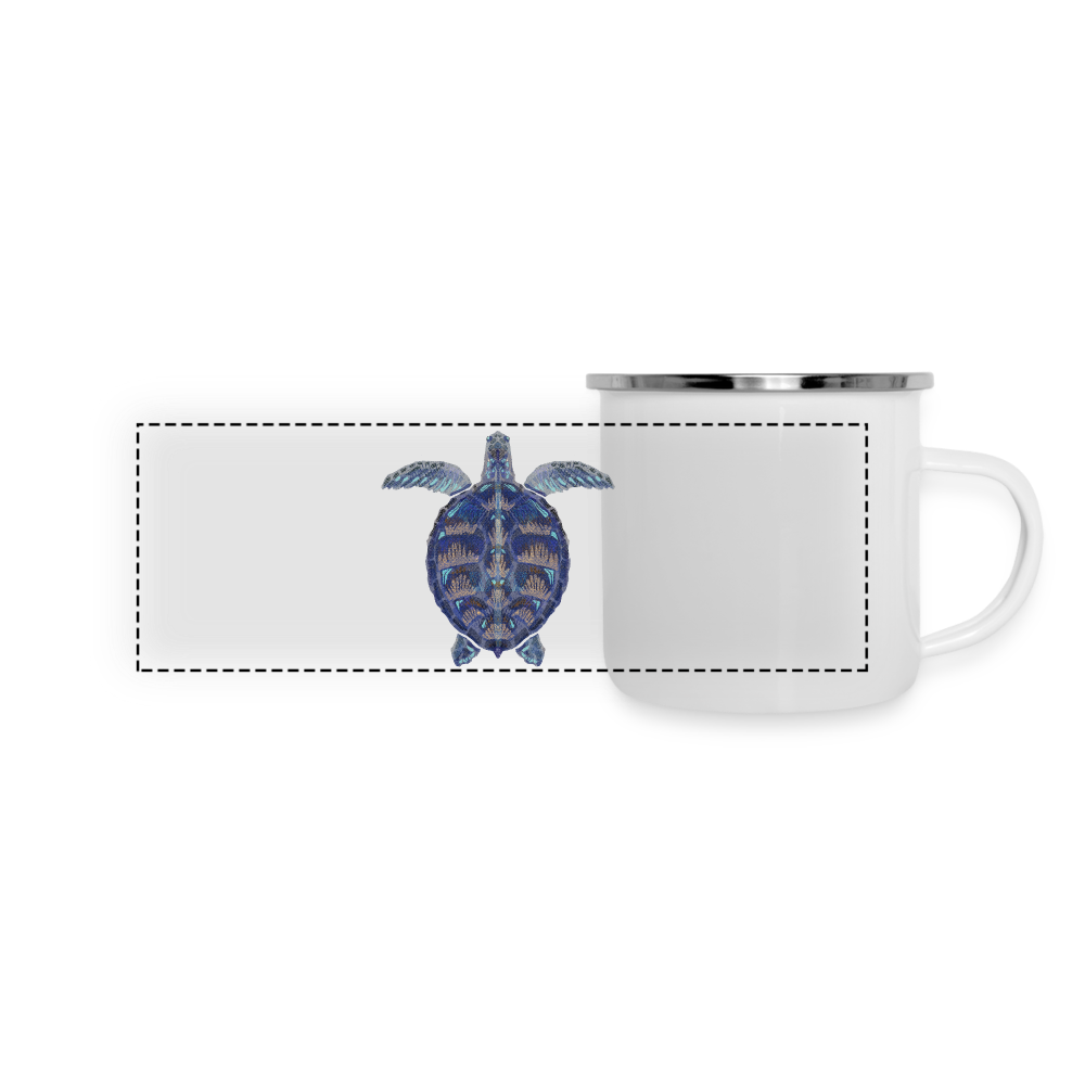 Panorama Emaille-Tasse - "Meeresschildkröte" - weiß