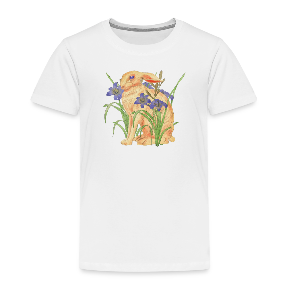 Kinder Premium T-Shirt - "Feldhase" - weiß