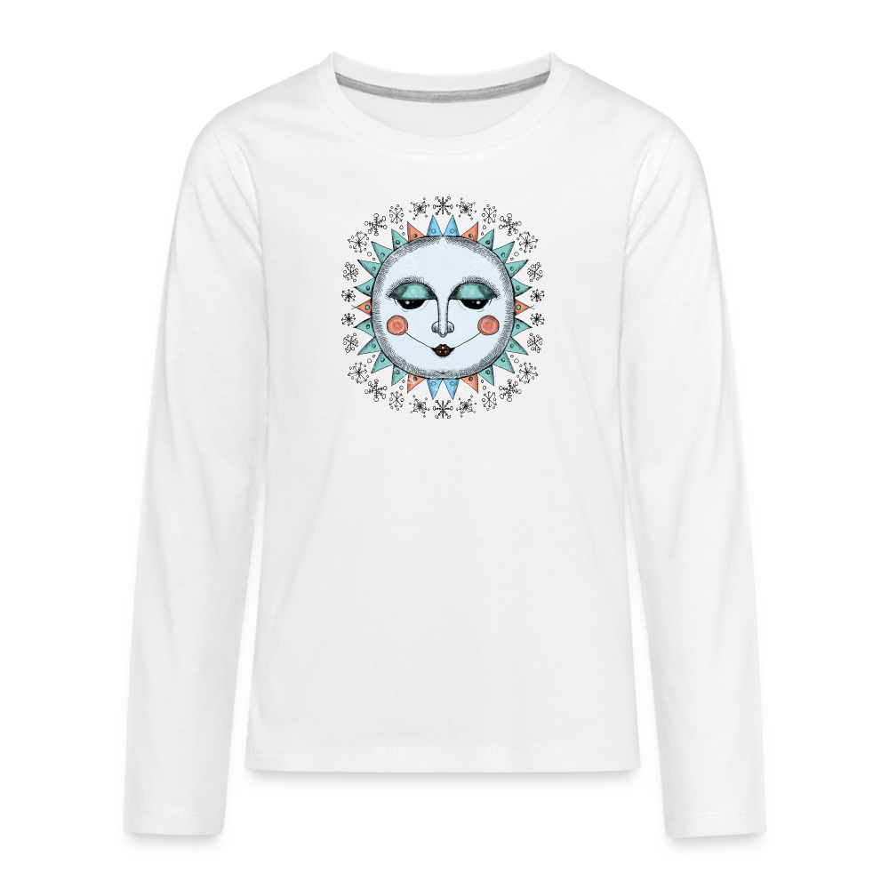 Teenager Premium Langarmshirt - “Wintersonne” - weiß