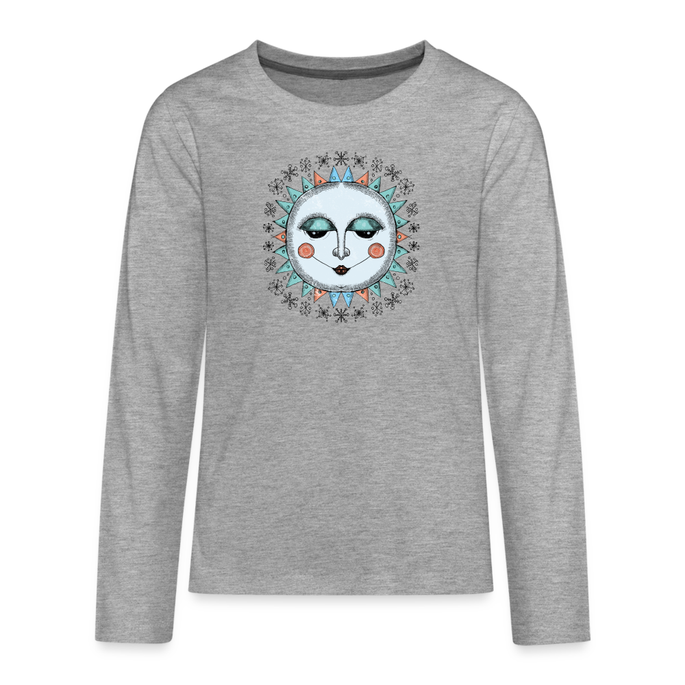 Teenager Premium Langarmshirt - “Wintersonne” - Grau meliert