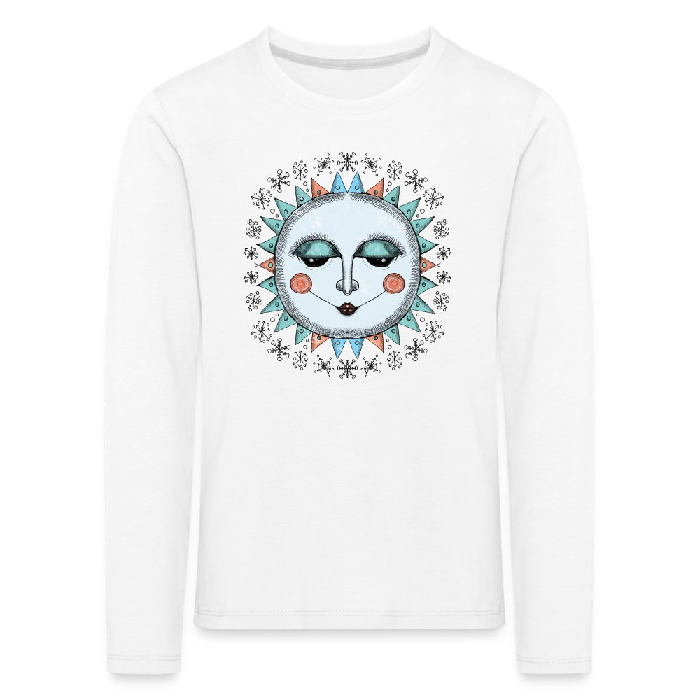 Kinder Premium Langarmshirt - “Wintersonne” - weiß