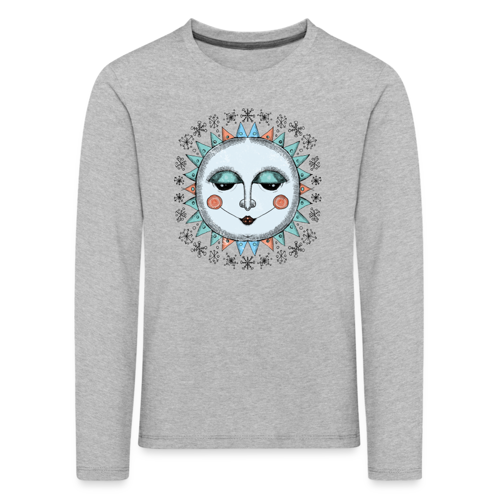 Kinder Premium Langarmshirt - “Wintersonne” - Grau meliert