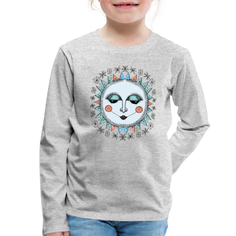 Kinder Premium Langarmshirt - “Wintersonne” - Grau meliert