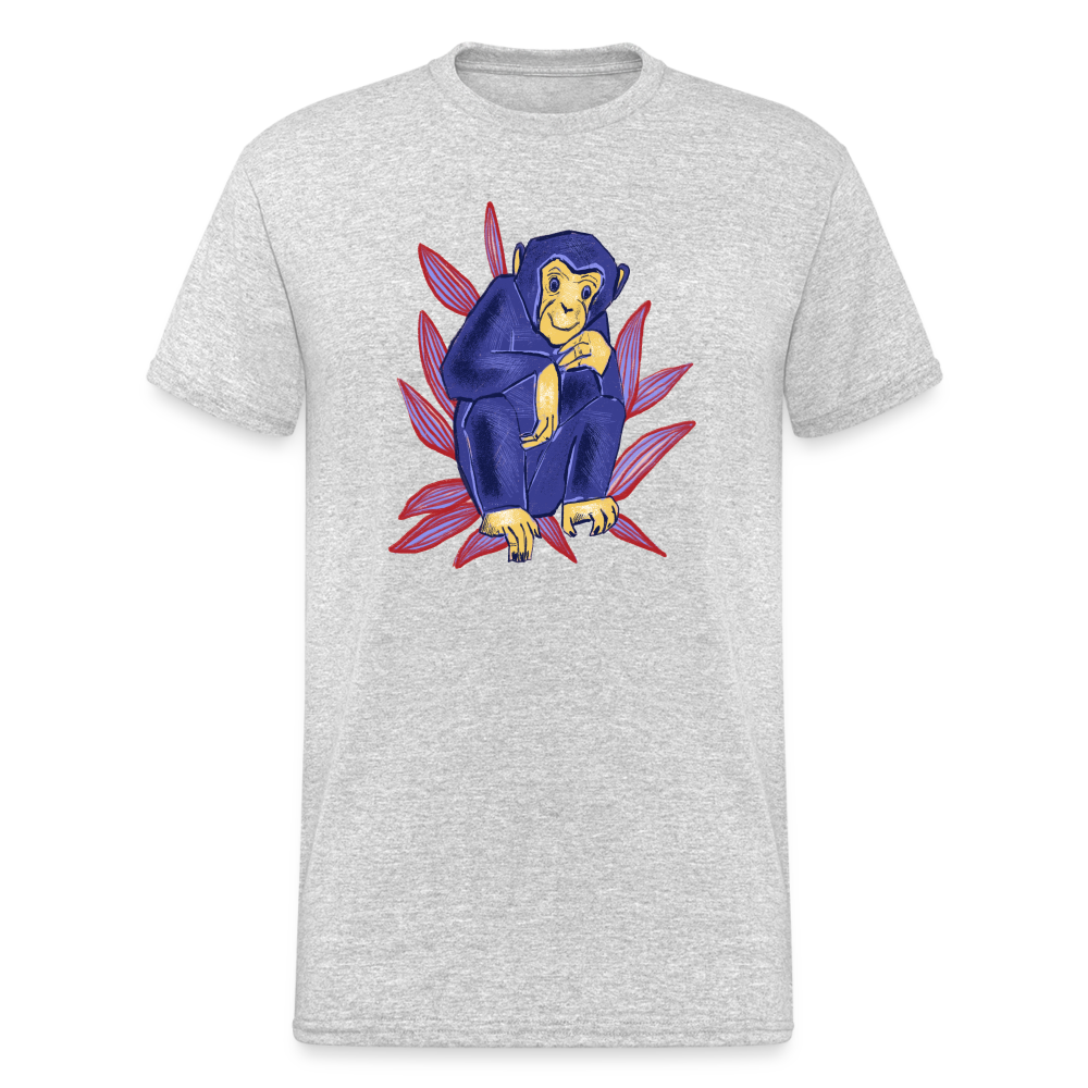 Männer Gildan Heavy T-Shirt - “Blauer Affe” - Grau meliert