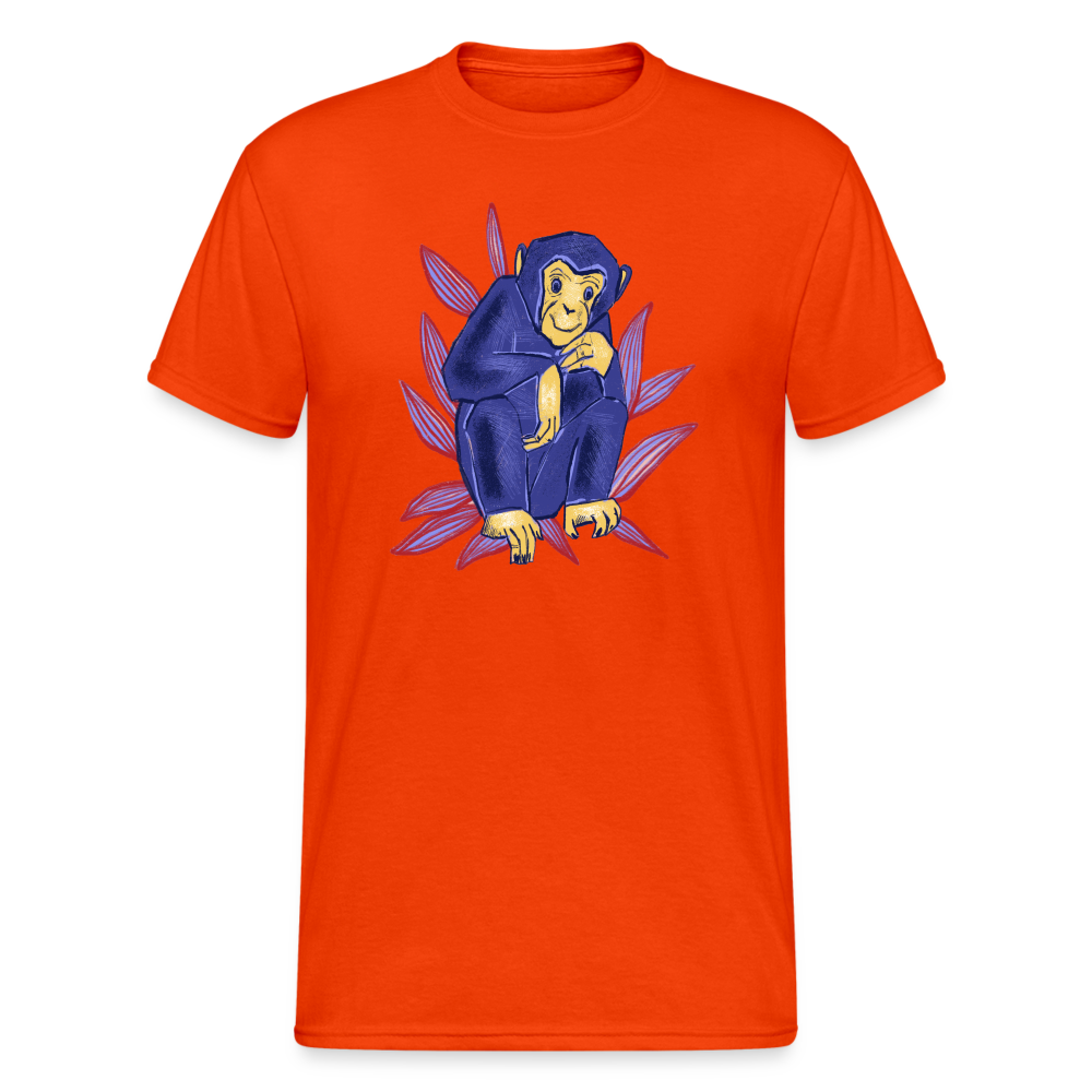 Männer Gildan Heavy T-Shirt - “Blauer Affe” - kräftig Orange