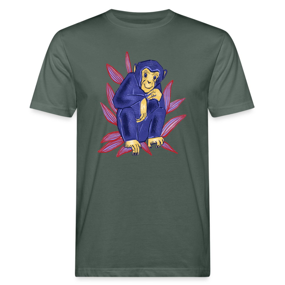 Männer Bio-T-Shirt - “Blauer Affe” - Graugrün