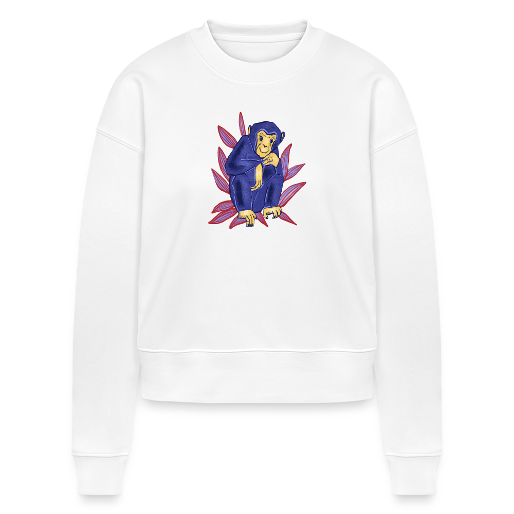Stanley/Stella Frauen Bio Sweatshirt - “Blauer Affe” - weiß