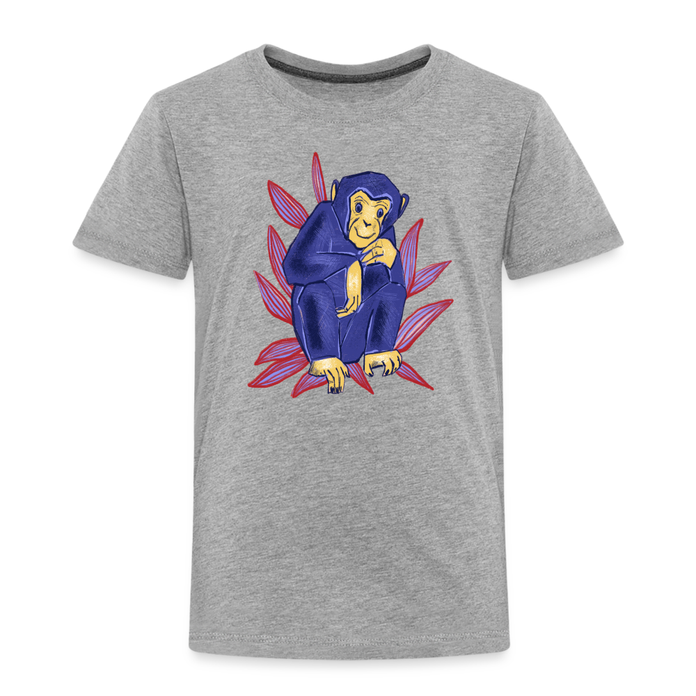 Kinder Premium T-Shirt - “Blauer Affe” - Grau meliert