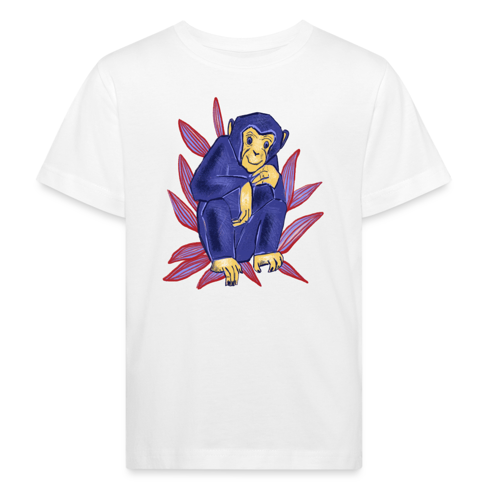Kinder Bio-T-Shirt - “Blauer Affe” - weiß