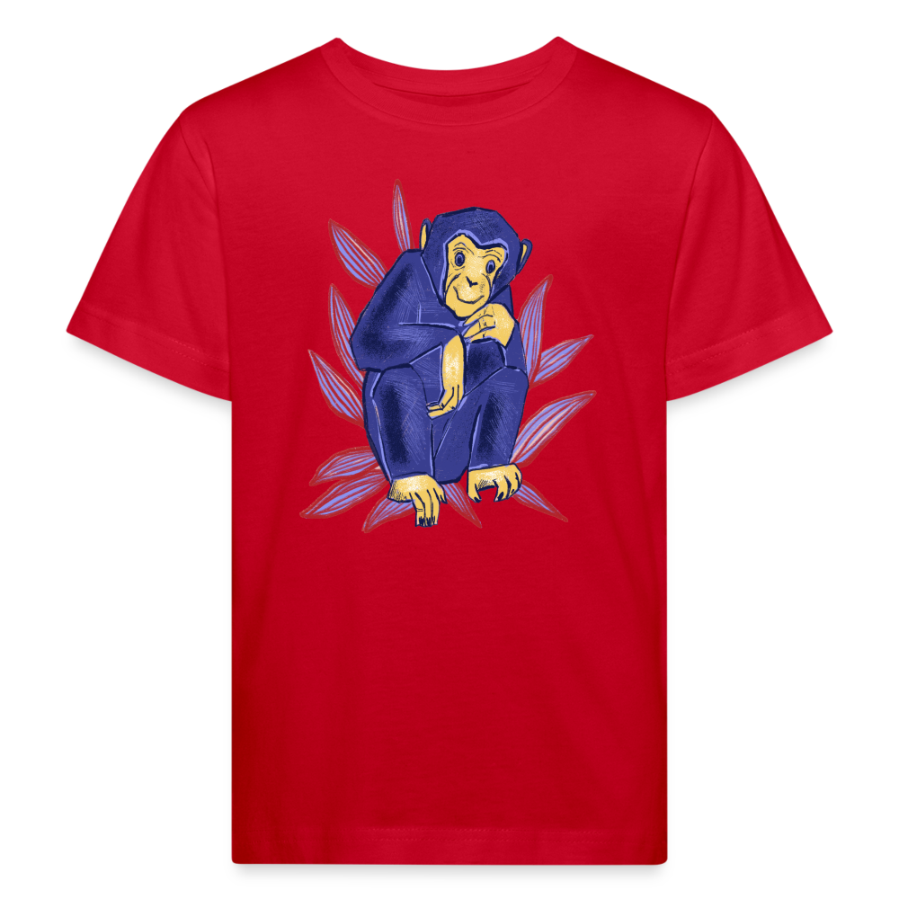 Kinder Bio-T-Shirt - “Blauer Affe” - Rot