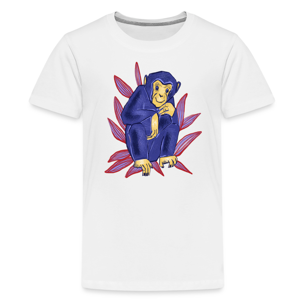 Teenager Premium T-Shirt - “Blauer Affe” - weiß