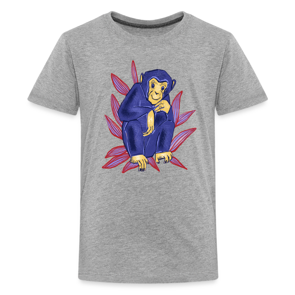 Teenager Premium T-Shirt - “Blauer Affe” - Grau meliert