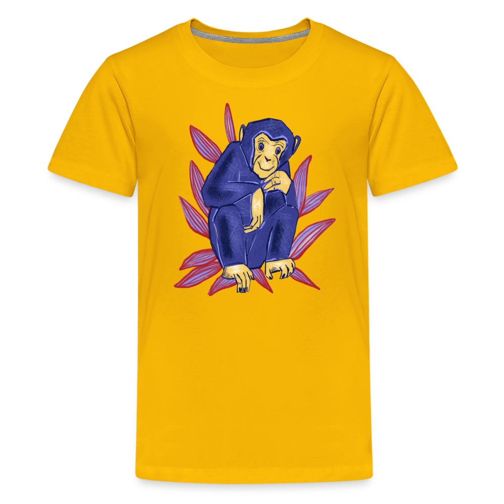 Teenager Premium T-Shirt - “Blauer Affe” - Sonnengelb