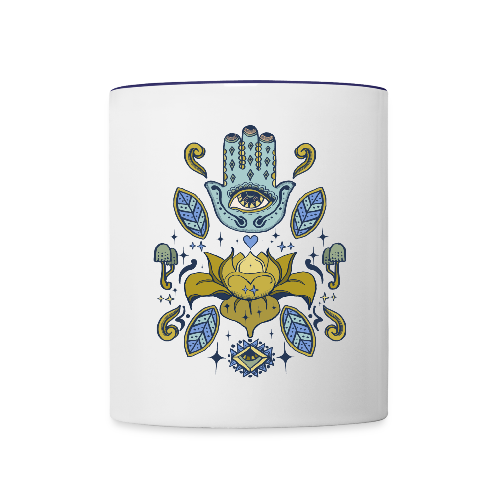Tasse zweifarbig - "Fatimas Lotos" - Weiß/Kobaltblau