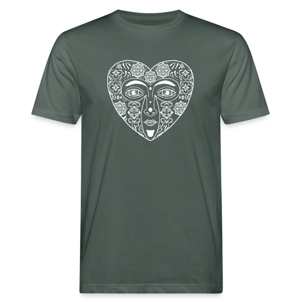 Männer Bio-T-Shirt - “Azulejo Herz” - Graugrün