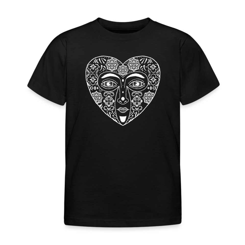 Kinder T-Shirt - “Azulejo Herz” - Schwarz